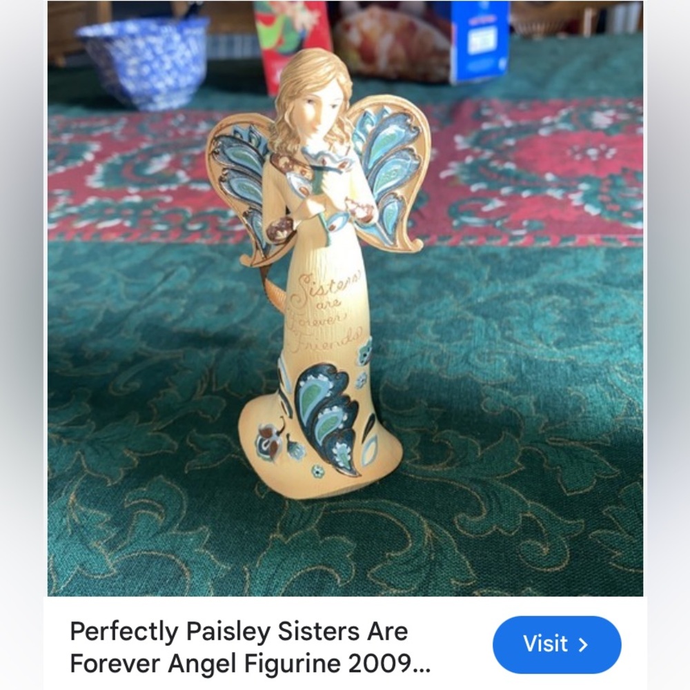 Angels Paisley Angel Figurine - Cream and Blue